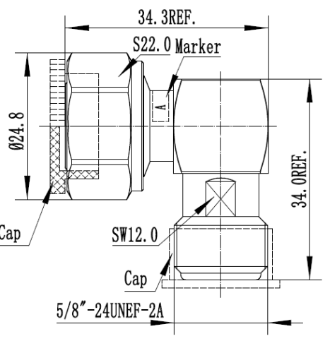 Winkeladapter 4.3-10 Stecker - N Buchse
