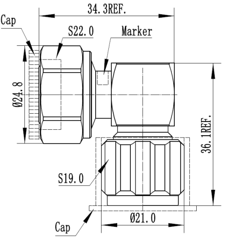 Winkeladapter 4.3-10 Stecker - N Stecker